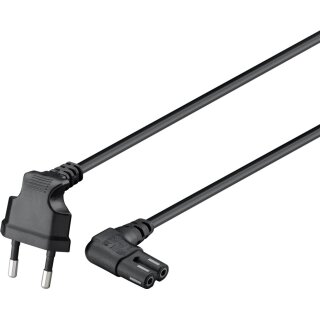 Anschlusskabel mit Eurostecker abgewinkelt, 5 m, schwarz