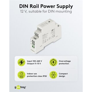 Hutschienen-Netzteil (DIN-Rail) 12 V, 1,25 A, 15 W
