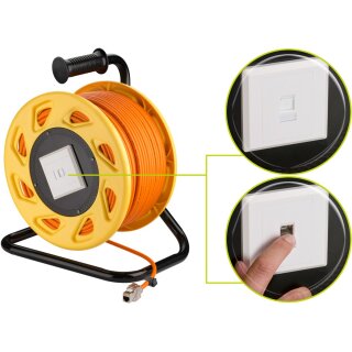 Mobile RJ45 Netzwerk Kabeltrommel, orange