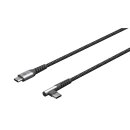 USB-C™-auf-USB-C™-Textilkabel mit Metallsteckern (spacegrau/silber), 90°, 1 m