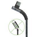 USB-C™-auf-USB-C™-Textilkabel mit Metallsteckern (spacegrau/silber), 90°, 1 m