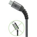 Micro-USB-auf-USB-A-Textilkabel mit Metallsteckern (spacegrau/silber), 1 m