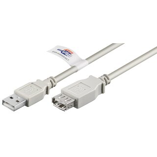 USB 2.0 Hi-Speed-Verlängerungskabel mit USB Zertifikat, Grau