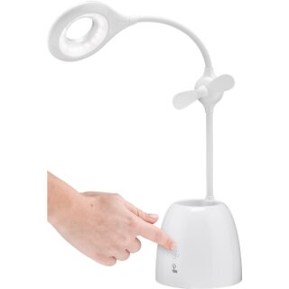 LED-Schreibtischleuchte Fan + Pen Box