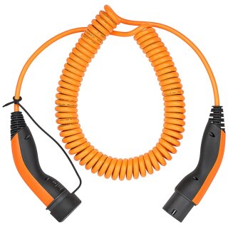 Spiral-Ladekabel Typ 2, bis zu 11 kW, 5 m, orange