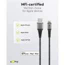 Lightning USB-A Textilkabel mit Metallsteckern, 0,5 m