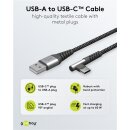 Goobay USB-C™ auf USB-A Textilkabel 2 m – robust, elegant & flexibel