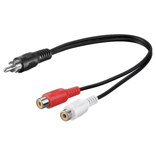 Audio Y-Kabeladapter, 1x Stereo-Cinch-Stecker zu 2x Cinch-Buchse