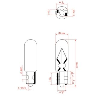 T5 Glassockel-Glühlampe, 1,2 W