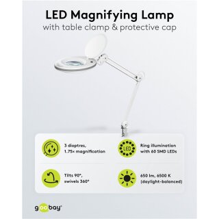 LED-Klemm-Lupenleuchte, 8 W, weiß