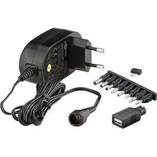 Universal-Netzteil (3V-12V max. 18W / 1,5A) - inkl. 1 USB- und 8 DC-Adapter
