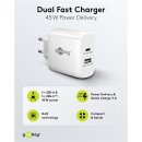 USB-C™ PD GaN Dual-Schnellladegerät (45 W) weiß