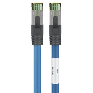 RJ45 (CAT 6A, 500 MHz) Patchkabel mit CAT 8.1 S/FTP Rohkabel, blau