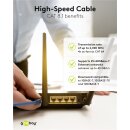 GHMT-zertifiziertes CAT 8.1 Patchkabel, S/FTP (PiMF), schwarz - 1 Meter - Kupferleiter, LSZH halogenfreier Kabelmantel