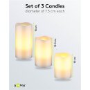 3er-Set LED-Echtwachskerzen, weiß