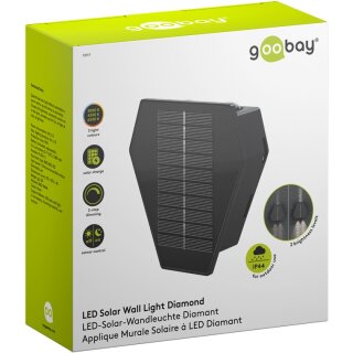 LED-Solar-Wandleuchte Diamant, schwarz