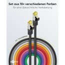 RJ45-Patchkabel CAT 6A S/FTP (PiMF), 500 MHz mit CAT 7 Rohkabel, 2 m, Set in 10 Farben