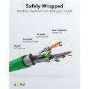 RJ45-Patchkabel CAT 6A S/FTP (PiMF), 500 MHz mit CAT 7 Rohkabel, 5 m, grün, 10er-Set