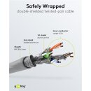 RJ45-Patchkabel CAT 6A S/FTP (PiMF), 500 MHz mit CAT 7 Rohkabel, 5 m, grau, 5er-Set