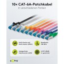 CAT 6A Patchkabel, S/FTP (PiMF), 3 m, Set in 10 Farben