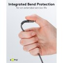 2in1 USB-Textilkabel, spacegrau/silber, 3 m