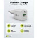 USB-C™ PD GaN Dual-Schnellladegerät Nano (20 W) weiß