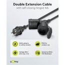 Doppel-Verlängerungskabel Outdoor, 10 m, schwarz