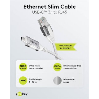 Ethernet-Kabel USB-C™ 3.1 auf RJ45, Slim, 1,5 m