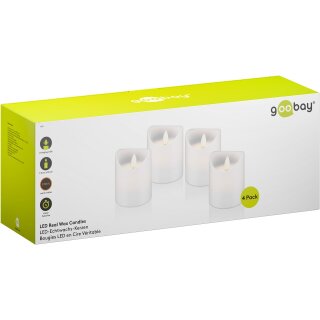 4er-Set LED-Echtwachskerzen, weiß