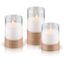 3er-Set LED-Echtwachs-Kerzen im Glas, weiß;beige;transparent, inkl. 8x AA (LR6)
