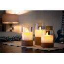 3er-Set LED-Echtwachs-Kerzen im Glas, weiß;beige;transparent, inkl. 8x AA (LR6)