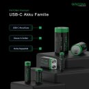 Patona Premium USB-C 2x 9 Volt Block Akkus 6F22 Lithium 3600mWh 1.5V aufladbar mit 1zu2 USB-C Kabel