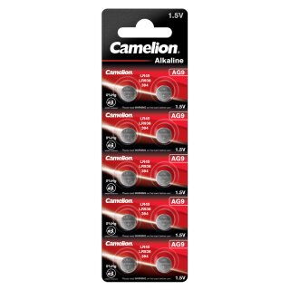Camelion - AG9 / LR45 / LR936 / 394 - 1,5 Volt 50mAh Alkali Mangan Knopfzelle - 10er Blister