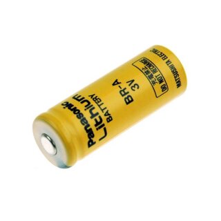 Panasonic BR-A Lithium-Batterie – 3 Volt 1800mAh Lithium – Industriezelle (A-Format) mit Printlötfahnen (+Pol=Doppelpin & -Pol=Einzelpin)
