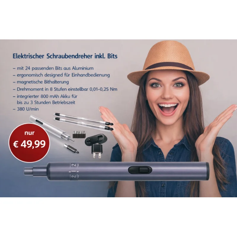 Elektrischer Schraubendreher Set mit 24 Bits
