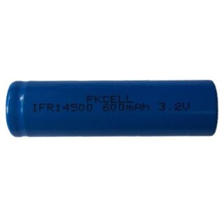 PKCELL - IFR14500 - Mignon AA / 14500 / 14505 - 3,2 Volt 600mAh LiFePO4 - Flat Top mit Lötfahne - U-Form