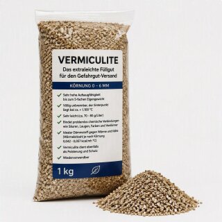 Vermiculite 1 kg Füllstoff 0-6 mm für Gefahrgutversand | Aufsaugendes Polstermaterial