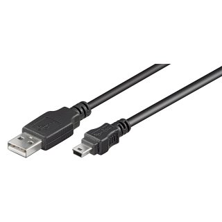 USB 2.0 Hi-Speed Kabel, Schwarz - USB 2.0-Stecker (Typ A) > USB 2.0-Mini-Stecker (Typ B, 5-Pin)